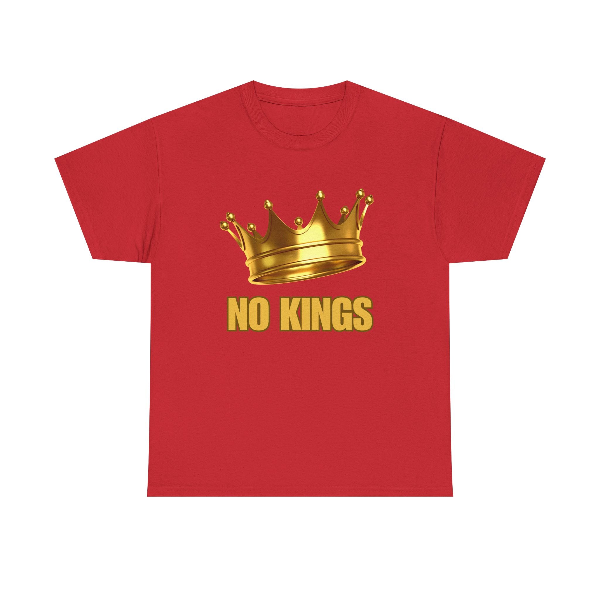 Unisex Heavy Cotton Tee with 'No Kings' Crown Print - Trendy Casual Tee, Statement Shirt, Gift for Rebels, Unique Apparel, Everyday Wear