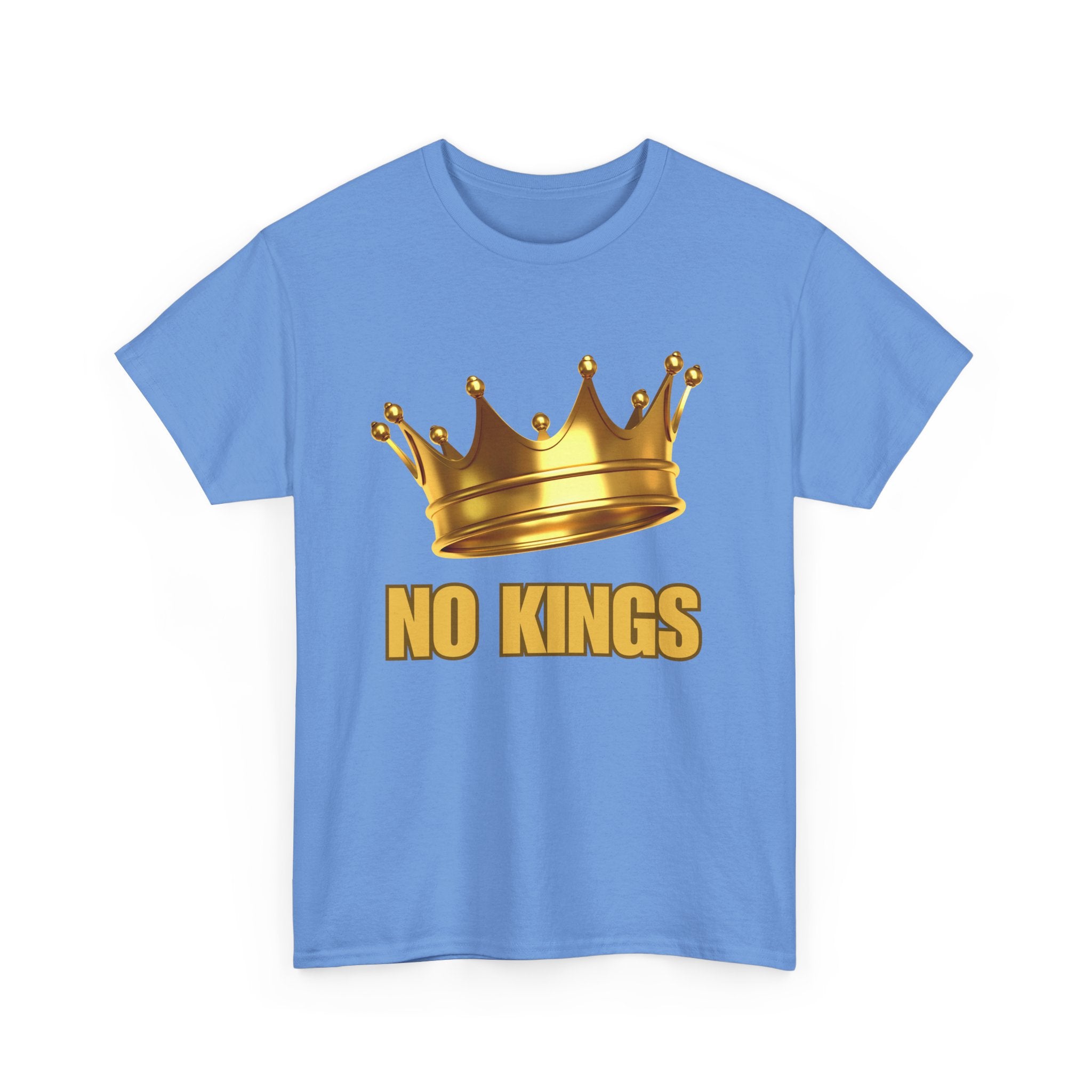Unisex Heavy Cotton Tee with 'No Kings' Crown Print - Trendy Casual Tee, Statement Shirt, Gift for Rebels, Unique Apparel, Everyday Wear