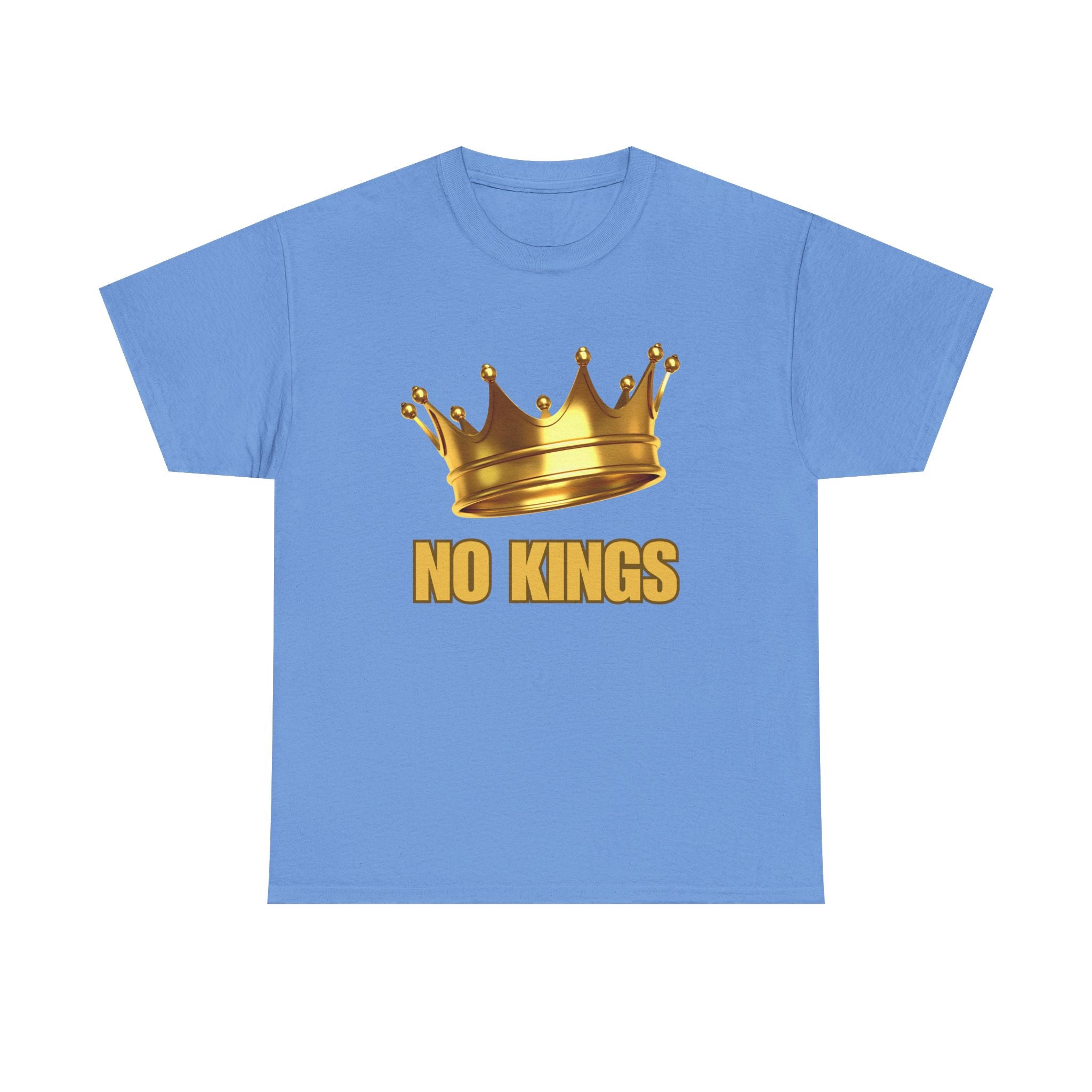 Unisex Heavy Cotton Tee with 'No Kings' Crown Print - Trendy Casual Tee, Statement Shirt, Gift for Rebels, Unique Apparel, Everyday Wear