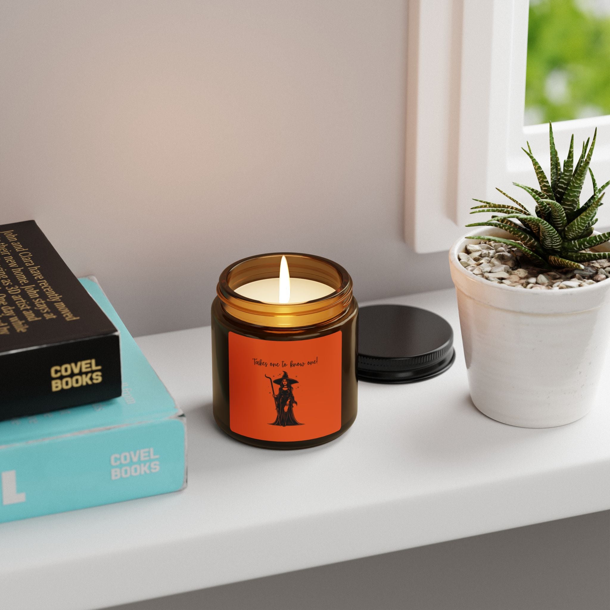 Halloween Witch Scented Soy Candle | Spooky Home Decor, October Gift, Aromatherapy Jar, Amber Jar Candle, Witch decor