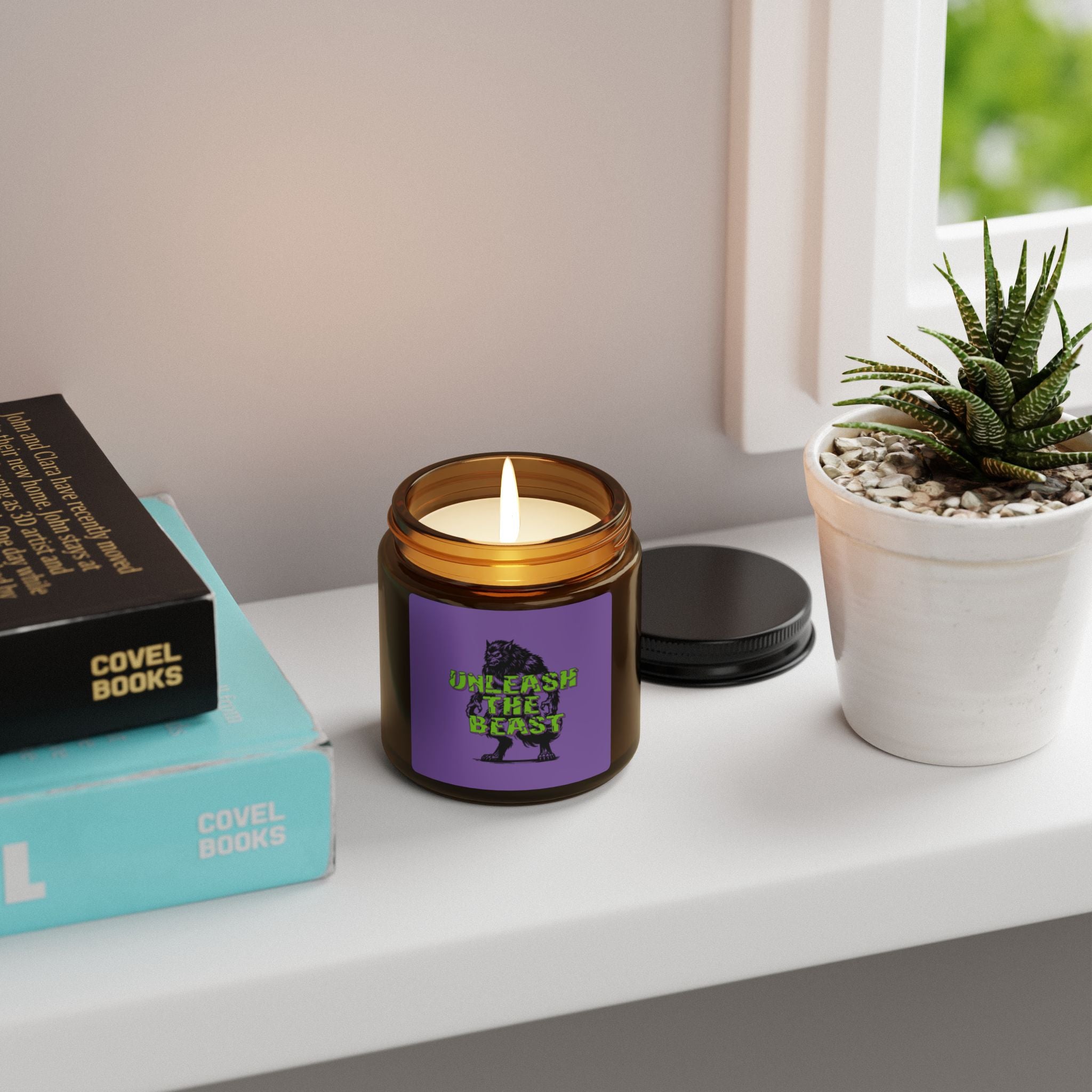 Amber Jar Soy Candle - Unleash the Beast, Relaxation Gift, Home Decor, Self-Care, Halloween Decor