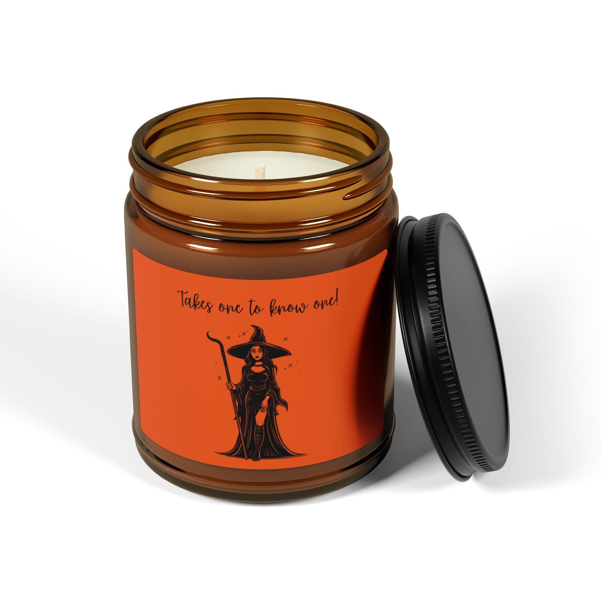 Halloween Witch Scented Soy Candle | Spooky Home Decor, October Gift, Aromatherapy Jar, Amber Jar Candle, Witch decor