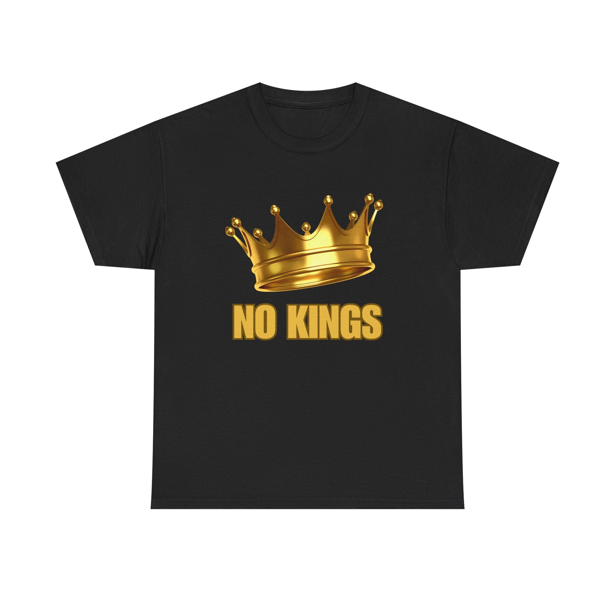 Unisex Heavy Cotton Tee with 'No Kings' Crown Print - Trendy Casual Tee, Statement Shirt, Gift for Rebels, Unique Apparel, Everyday Wear